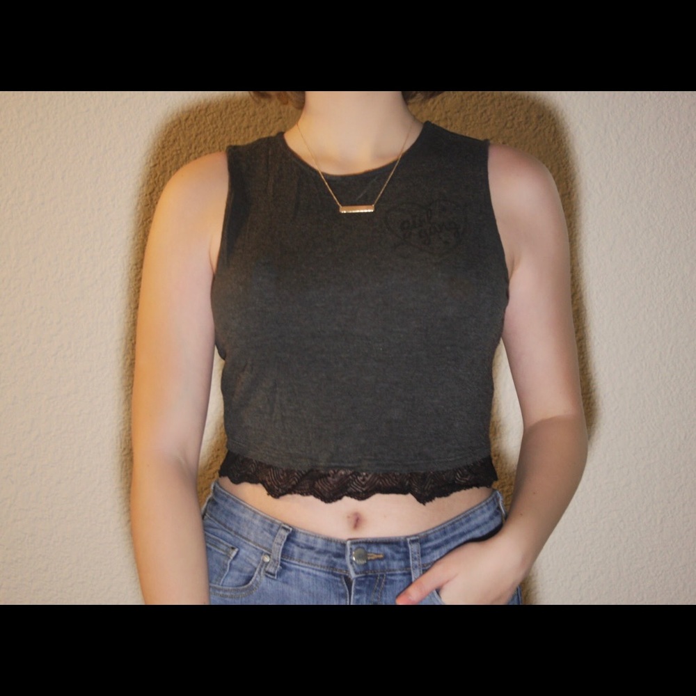 Charlotte Russe Girl Gang Heather Gray Crop Top